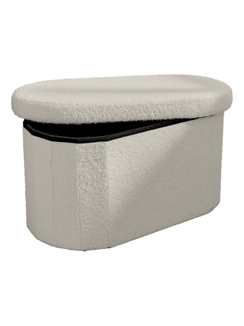 Banc coffre ovale en tissu bouclette MOKA Blanc - Kiabi