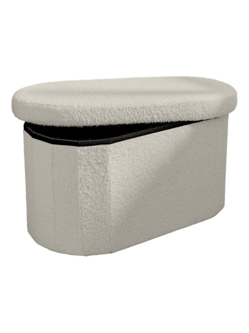 Banc coffre ovale en tissu bouclette MOKA Blanc - Kiabi