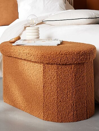 Banc coffre ovale en tissu bouclette MOKA