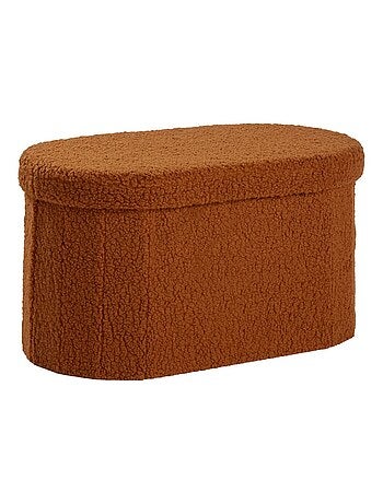 Banc coffre ovale en tissu bouclette MOKA