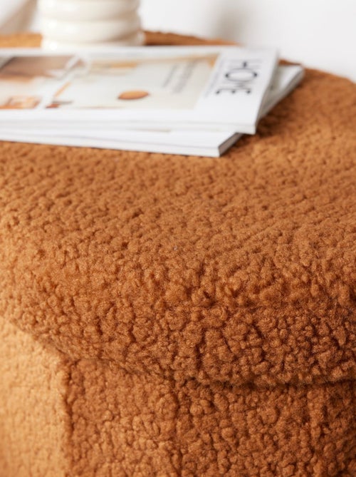 Banc coffre ovale en tissu bouclette MOKA - Kiabi