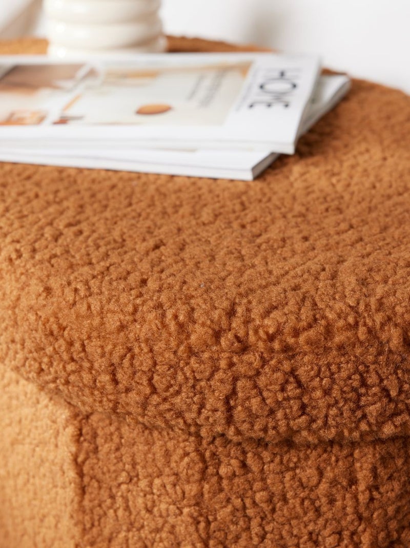 Banc coffre ovale en tissu bouclette MOKA Marron - Kiabi