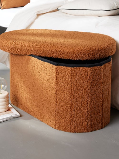 Banc coffre ovale en tissu bouclette MOKA - Kiabi