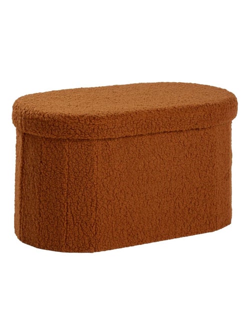 Banc coffre ovale en tissu bouclette MOKA - Kiabi