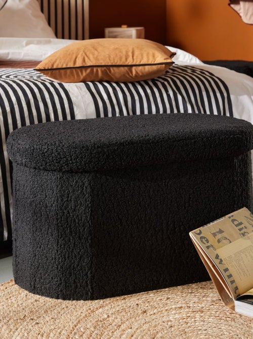 Banc coffre ovale en tissu bouclette MOKA - Kiabi
