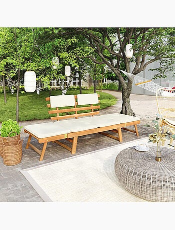 Banc de jardin avec coussins 2-en-1