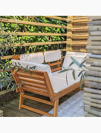 Banc de jardin avec coussins 2-en-1
