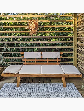 Banc de jardin avec coussins 2-en-1