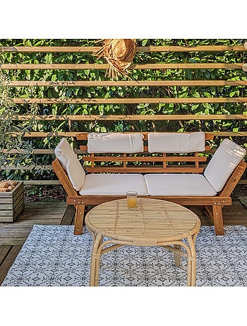 Banc de jardin avec coussins 2-en-1