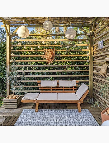 Banc de jardin avec coussins 2-en-1
