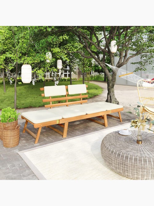 Banc de jardin avec coussins 2-en-1 - Kiabi Banc de jardin avec coussins 2-en-1 - Kiabi