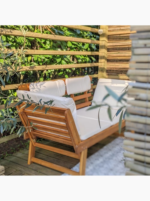 Banc de jardin avec coussins 2-en-1 - Kiabi Banc de jardin avec coussins 2-en-1 - Kiabi