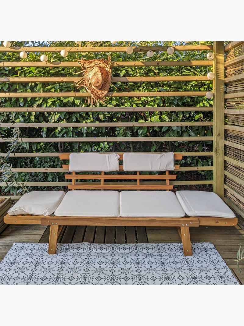 Banc de jardin avec coussins 2-en-1 Beige - Kiabi