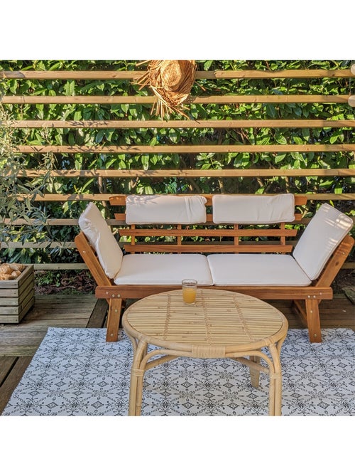 Banc de jardin avec coussins 2-en-1 - Kiabi Banc de jardin avec coussins 2-en-1 - Kiabi