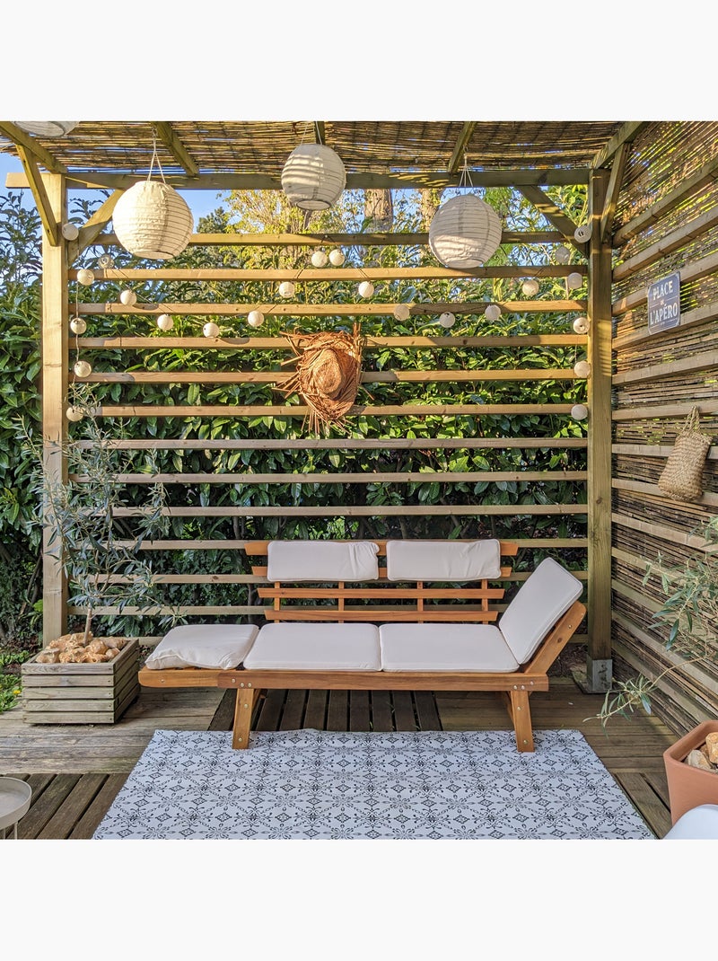 Banc de jardin avec coussins 2-en-1 Beige - Kiabi