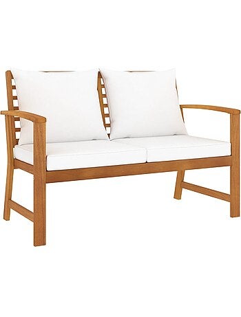 Banc de jardin en bois avec coussins