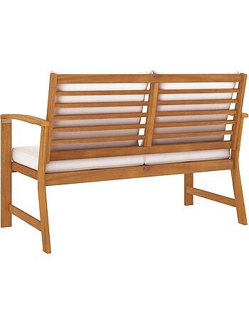 Banc de jardin en bois avec coussins