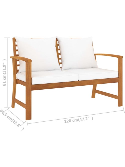 Banc de jardin en bois avec coussins - Kiabi Banc de jardin en bois avec coussins - Kiabi