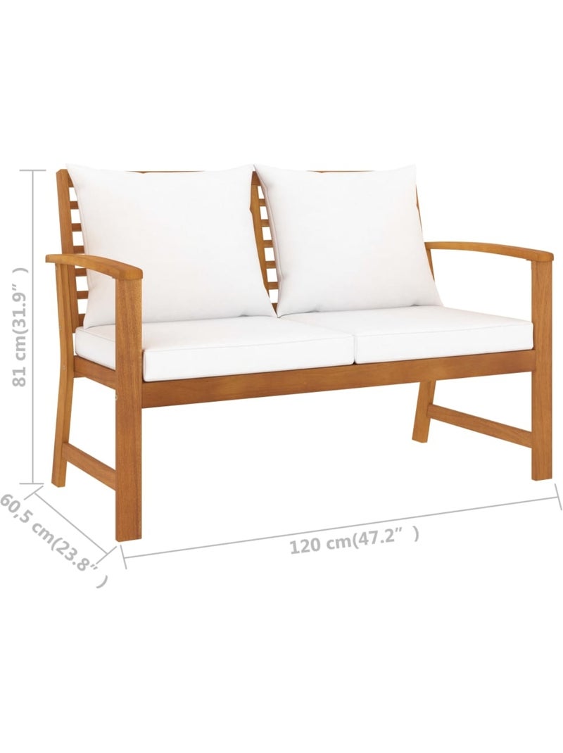 Banc de jardin en bois avec coussins Crème - Kiabi