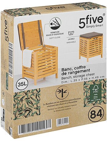 Banc de rangement avec coussin en bambou