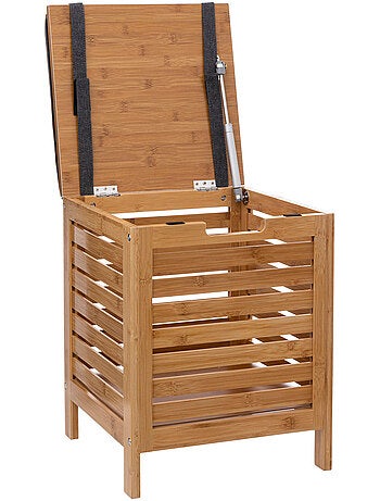 Banc de rangement avec coussin en bambou