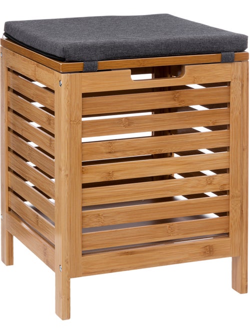 Banc de rangement avec coussin en bambou - Kiabi