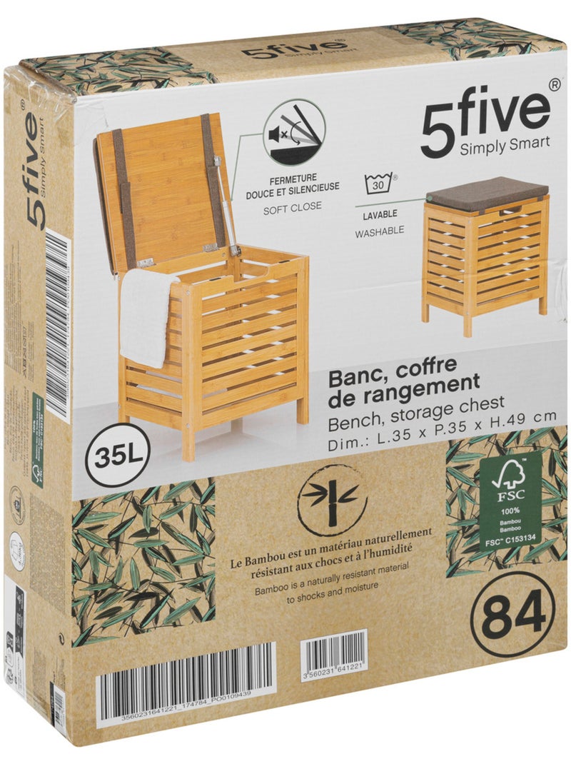 Banc de rangement avec coussin en bambou Beige - Kiabi