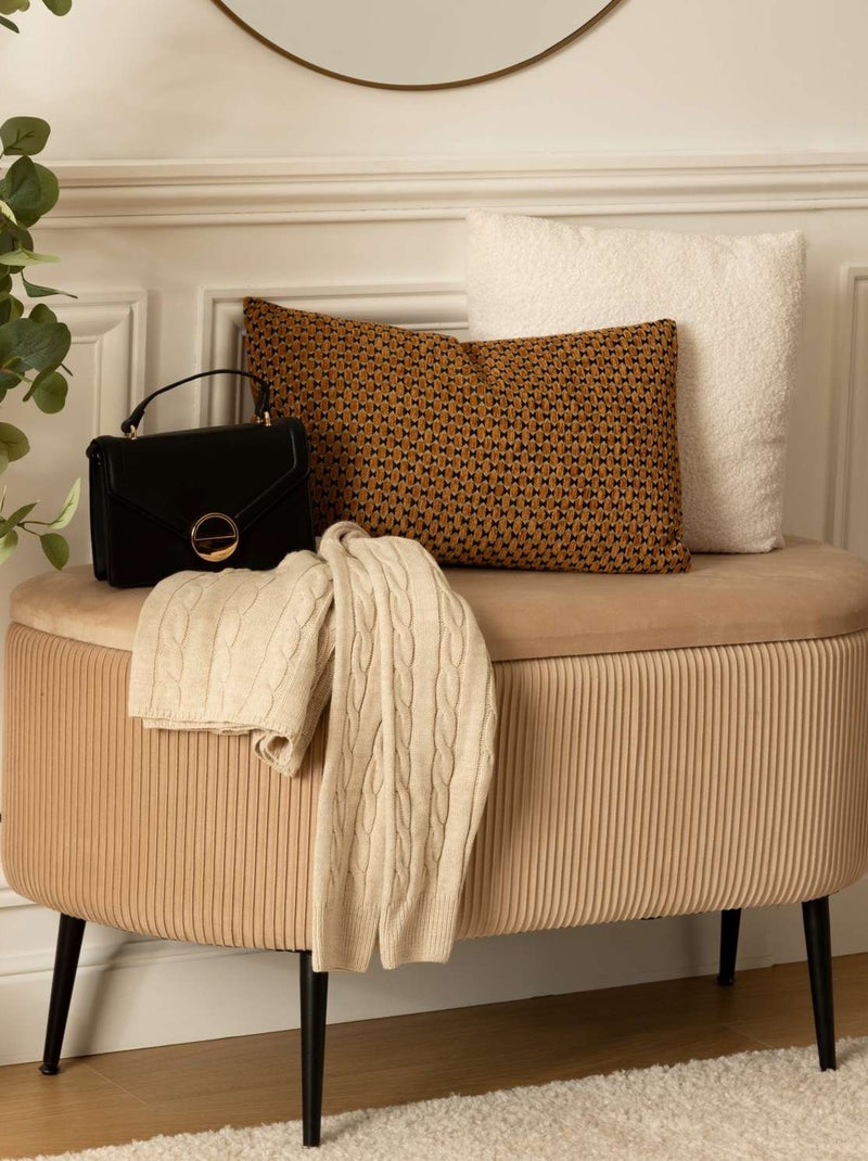 Banc de rangement en velours SOLARO Beige - Kiabi