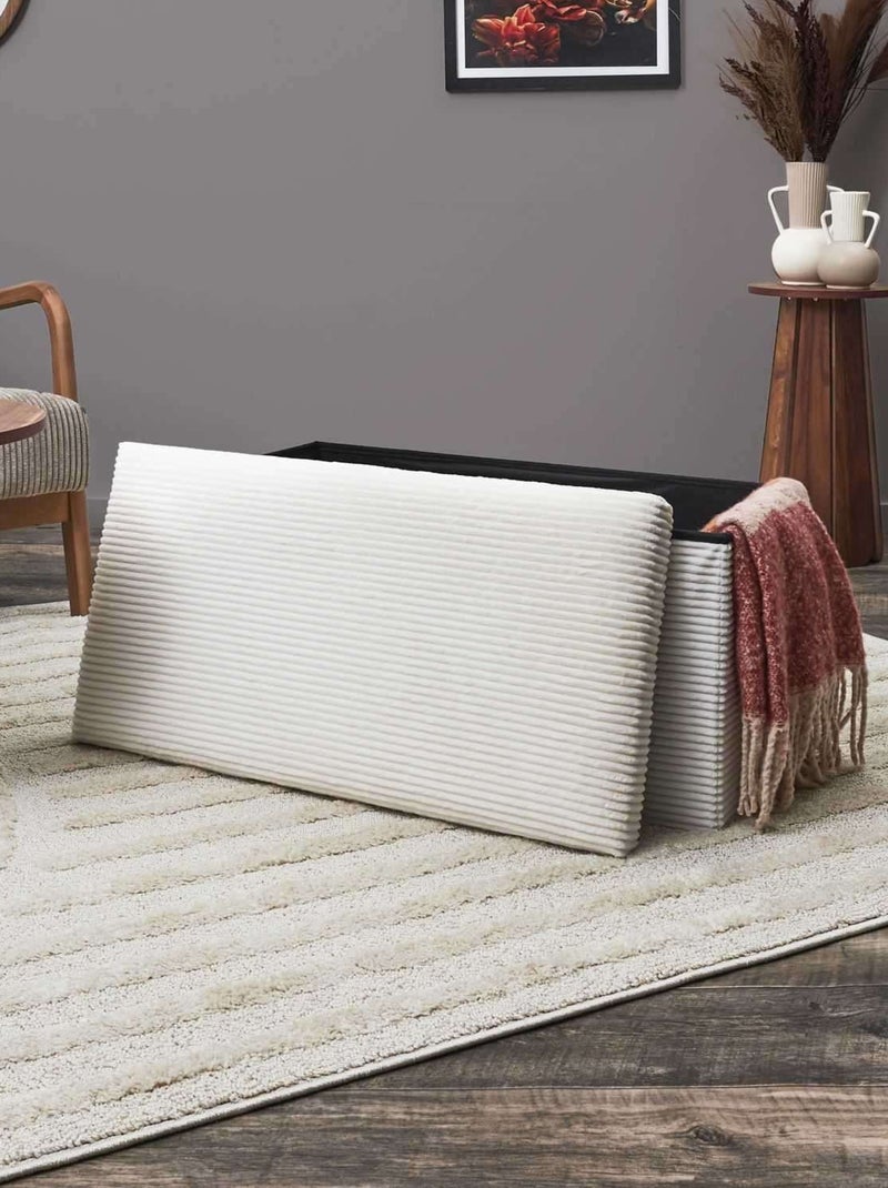 Banc de rangement pliable en velours côtelé SCOTT Beige - Kiabi