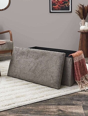 Banc de rangement pliable en velours côtelé SCOTT
