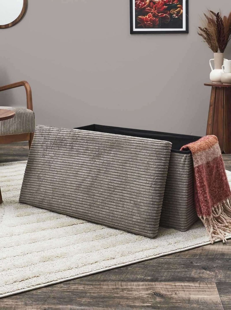 Banc de rangement pliable en velours côtelé SCOTT Taupe - Kiabi