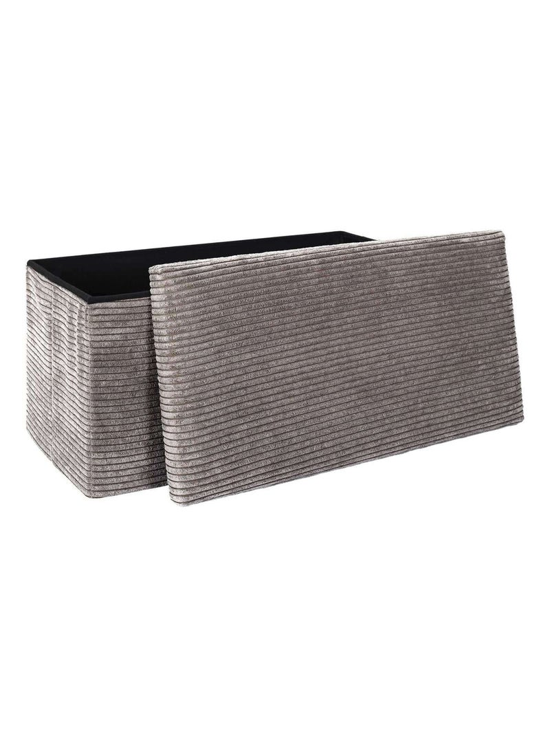 Banc de rangement pliable en velours côtelé SCOTT Taupe - Kiabi