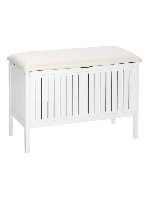 Banc de salle de bain en bois avec rangement OLSO - Kiabi Banc de salle de bain en bois avec rangement OLSO - Kiabi