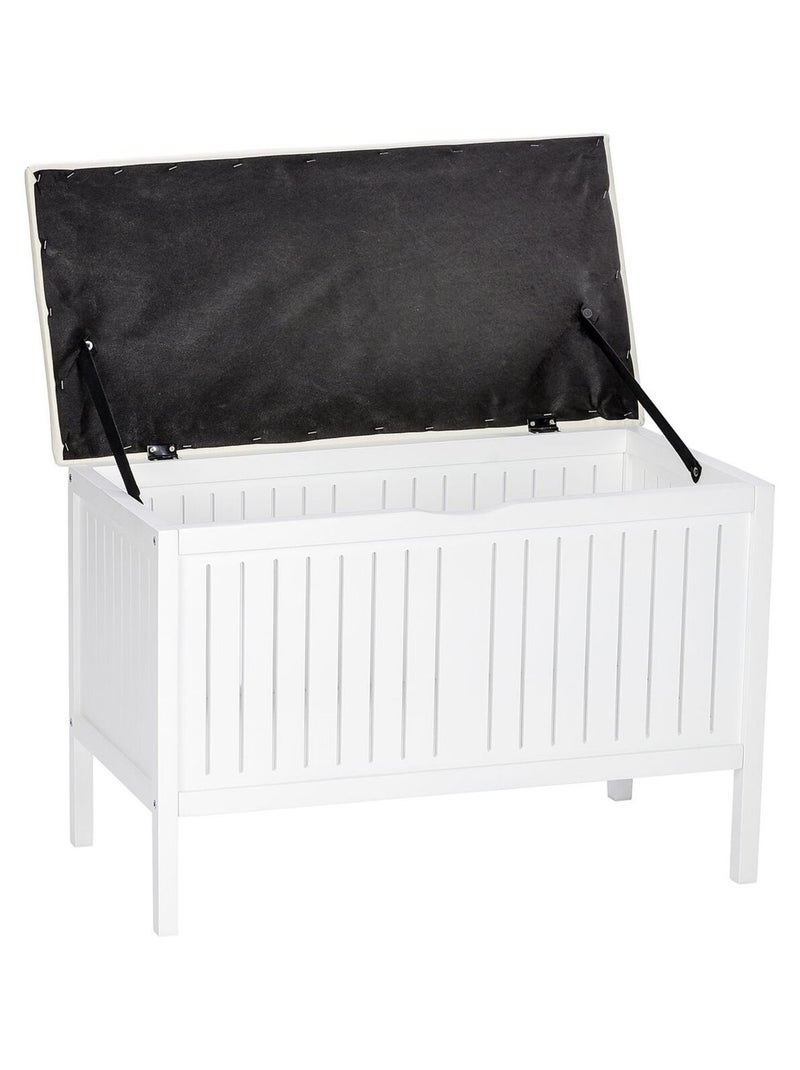 Banc de salle de bain en bois avec rangement OLSO Blanc - Kiabi