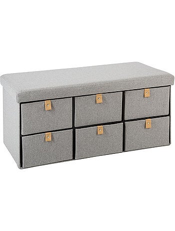 Banc pliant coffre de rangement à tiroirs en tissu SUEDE