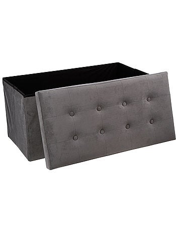 Banc pliant coffre de rangement en velours capitonné LYSANDRE