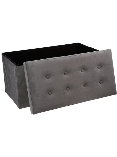Banc pliant coffre de rangement en velours capitonné LYSANDRE - Kiabi