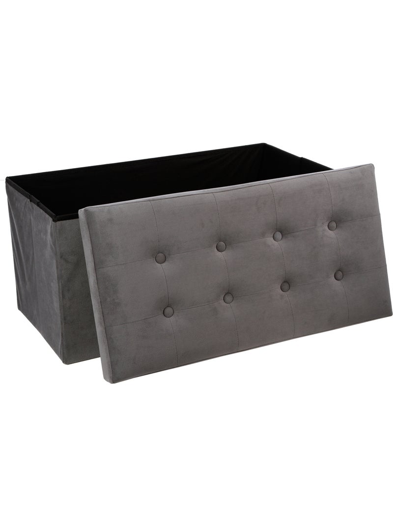 Banc pliant coffre de rangement en velours capitonné LYSANDRE Ardoise - Kiabi