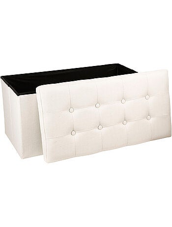 Banc pliant coffre de rangement en velours capitonné LYSANDRE