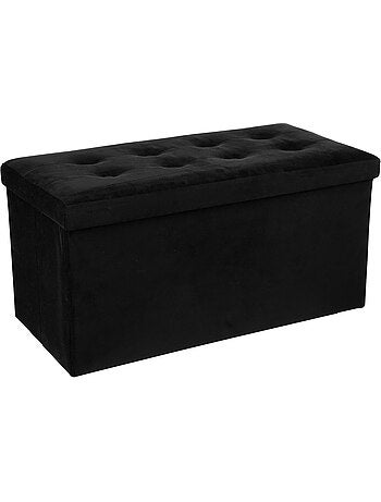 Banc pliant coffre de rangement en velours capitonné LYSANDRE