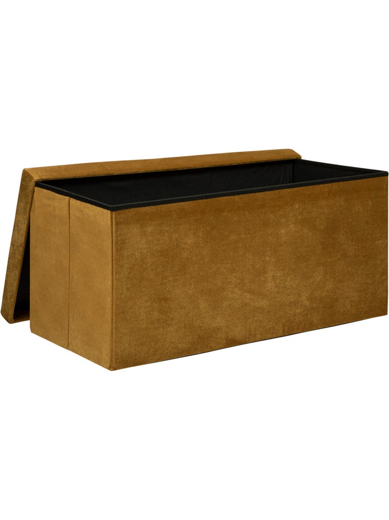 Banc pliant coffre de rangement en velours LILOU Ocre - Kiabi