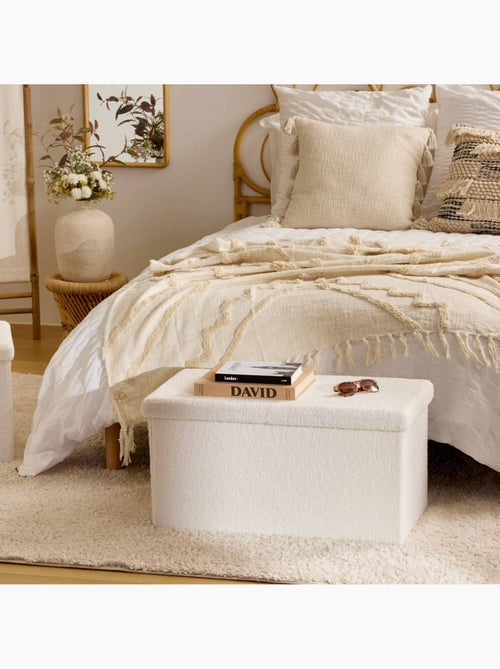 Banc pouf pliant coffre de rangement en bouclette JAIKO - Kiabi
