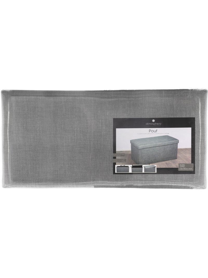 Banc-pouf pliant coffre de rangement en tissu TOMAZ Gris - Kiabi