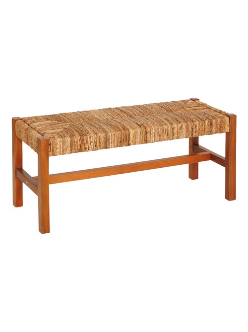 Banc tressé en fibre végétale avec structure en bois - Kiabi
