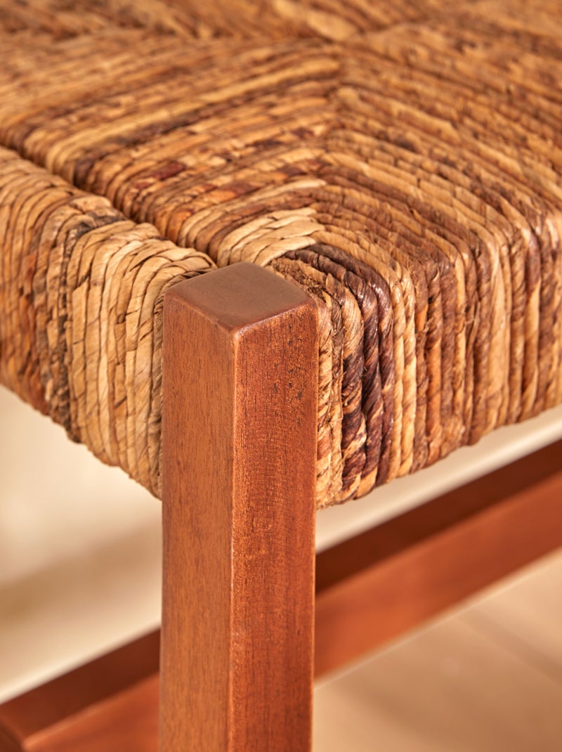 Banc tressé en fibre végétale avec structure en bois Beige coquille - Kiabi