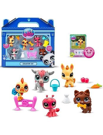 Bandai - littlest pet shop - collector set thème de la ferme - 5 animaux et accessoires - bf00510