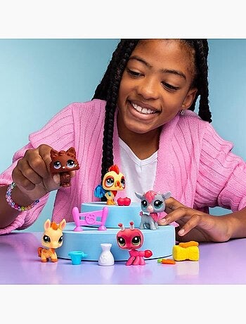 Bandai - littlest pet shop - collector set thème de la ferme - 5 animaux et accessoires - bf00510