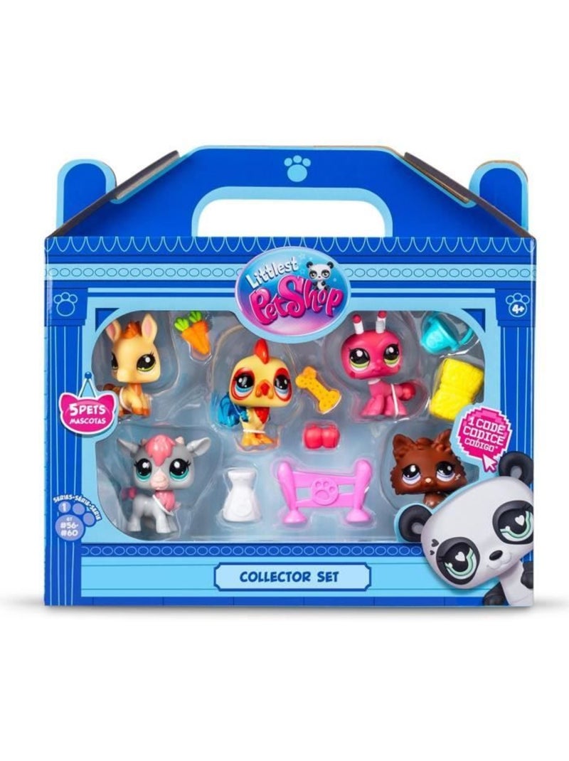 Bandai - littlest pet shop - collector set thème de la ferme - 5 animaux et accessoires - bf00510 Bleu - Kiabi