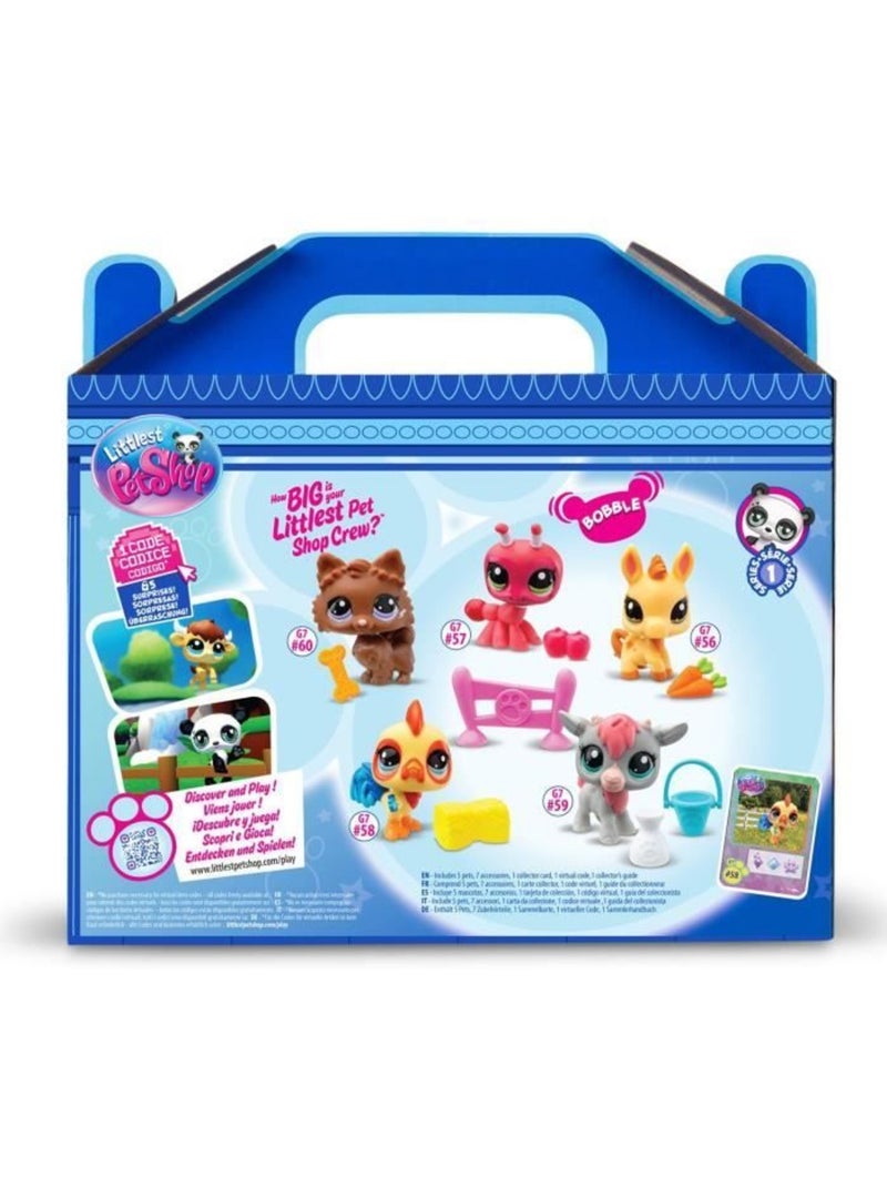 Bandai - littlest pet shop - collector set thème de la ferme - 5 animaux et accessoires - bf00510 Bleu - Kiabi