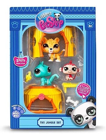 BANDAI - Littlest Pet Shop - Pack Tiki Jungle - 3 animaux et accessoires - BF00515